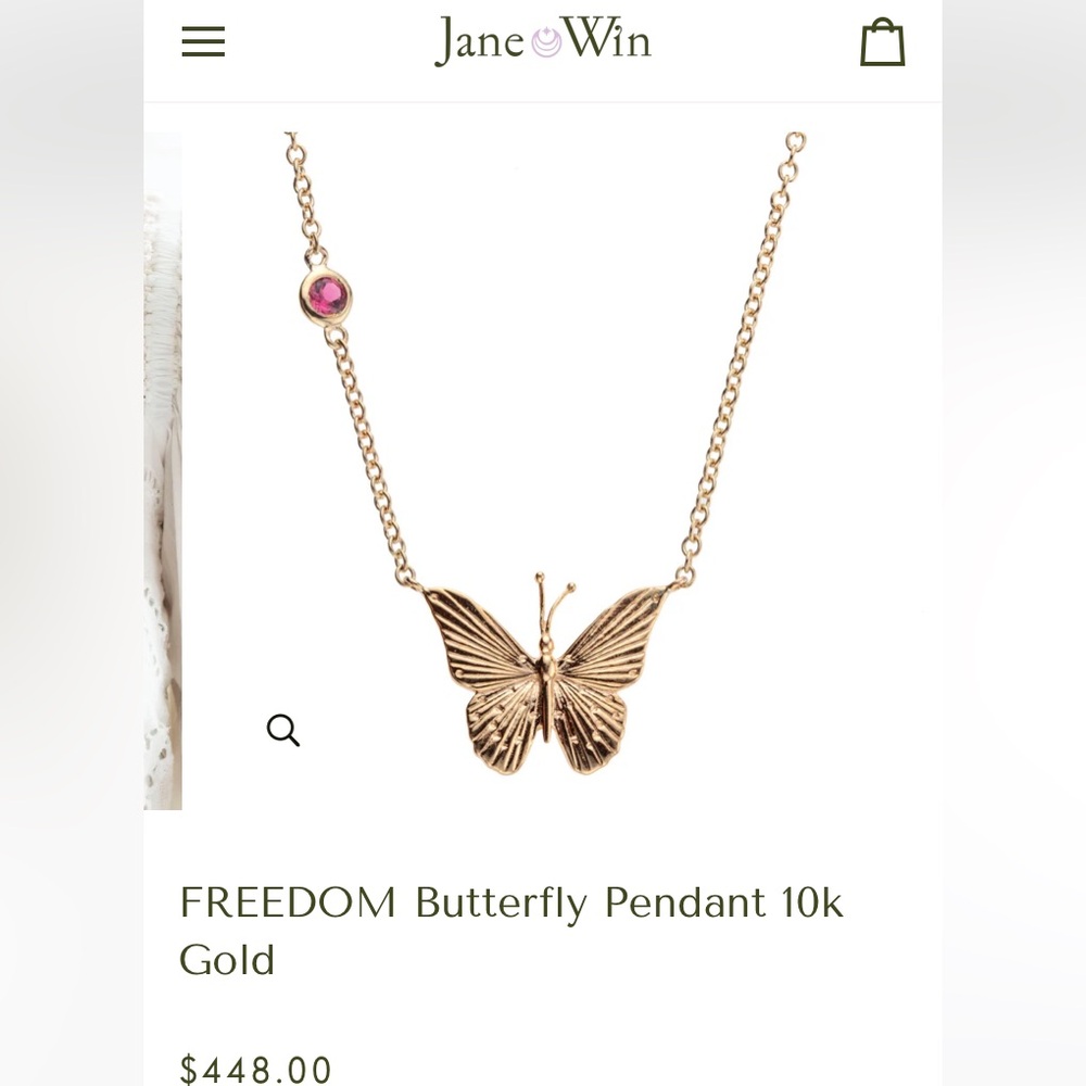 NWT Jane Win FREEDOM Butterfly Pendant 10k Gold